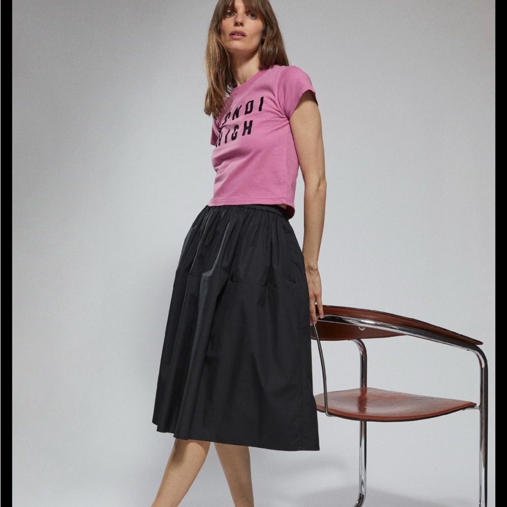 SUZIE KONDI SERENA COTTON POPLIN Skirt BLACK NWT SMALL - Picture 2 of 5